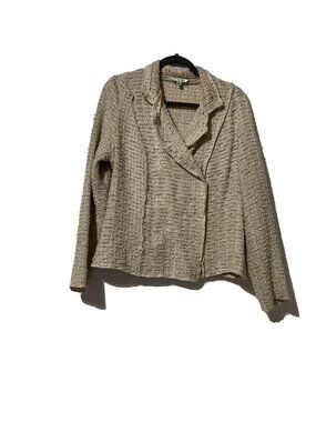 Cabi Size Medium Beige Textured Snap Front Cardigan Jacket Acrylic Blend